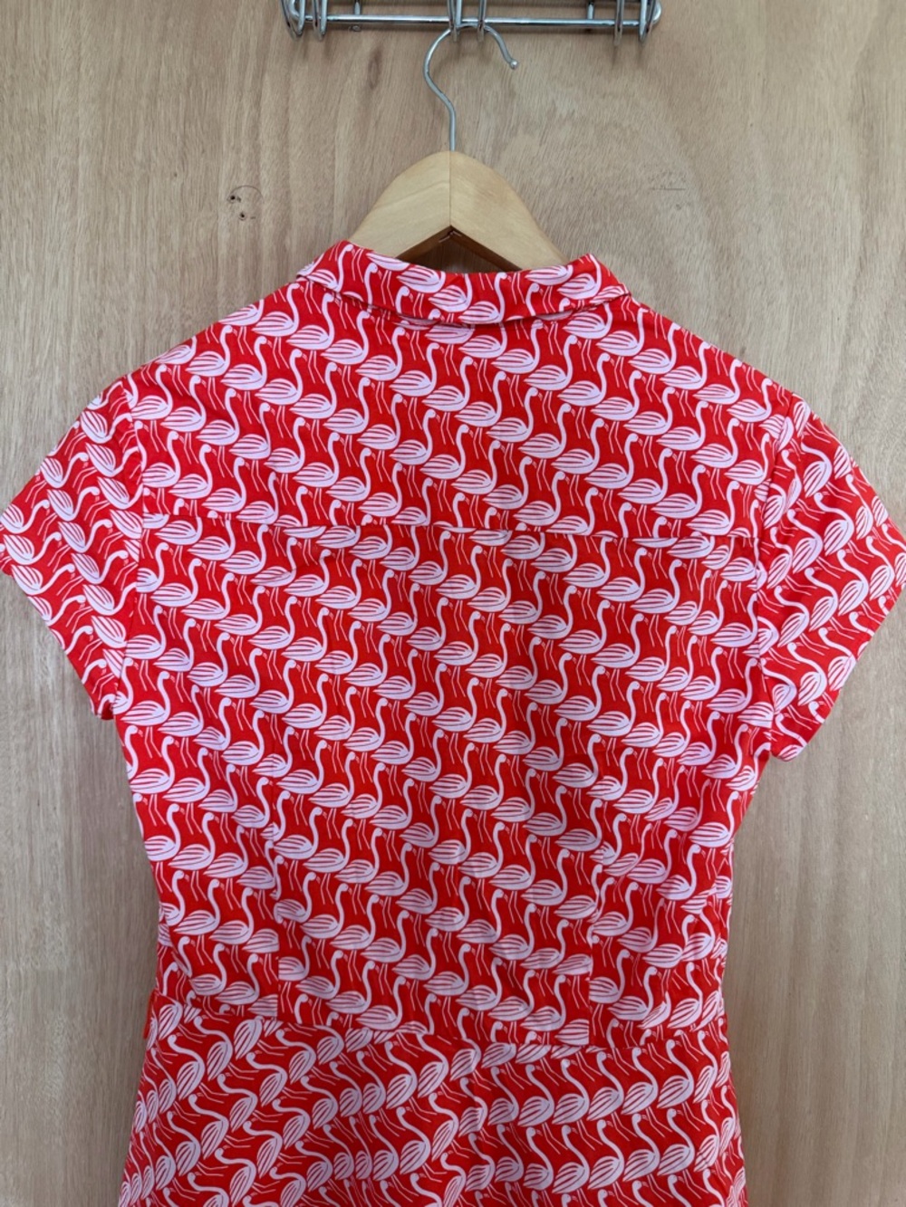 Boden Red Pink Flamingo Bird Sophia Shirt Dress Retro Fit and Flare Poplin - Picture 6 of 7